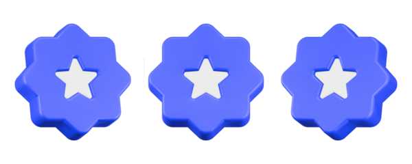 3d rendering icon white star blue button