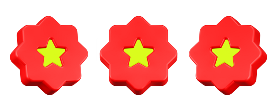 yellow star 3d rendering icon red button - Powered by Adobe