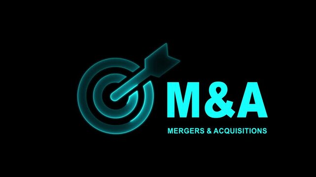 Mergers and acquisitions business idea. Enhance the company's growth and stability. on a black background. 4k