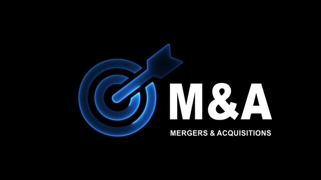 Mergers and acquisitions business idea. Enhance the company's growth and stability. on a black background. 4k