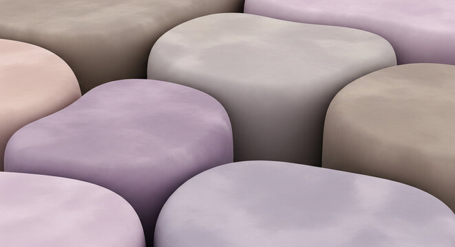 digital abstract of a collection of subtle organic shapes in a soft pastel color palette. 