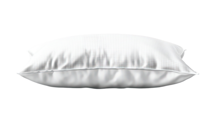 Soft white pillow with plush cushioning smooth fabric surface comfortable bedding accessory gentle home decor detail isolated on white background