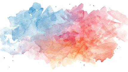 Colorful watercolor splash in blue, yellow, and pink on a white background