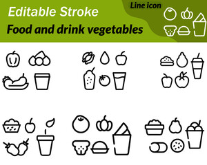 A minimal vector icon showing assorted vegetables like a tomato carrot and leafy greens. Clean simple lines freshness and healthy food choices. Perfect for menus cooking guides and nutrition content.