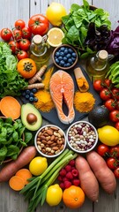 Nutrient-Rich Foods for a Healthy Lifestyle - A Colorful and Vibrant Display.