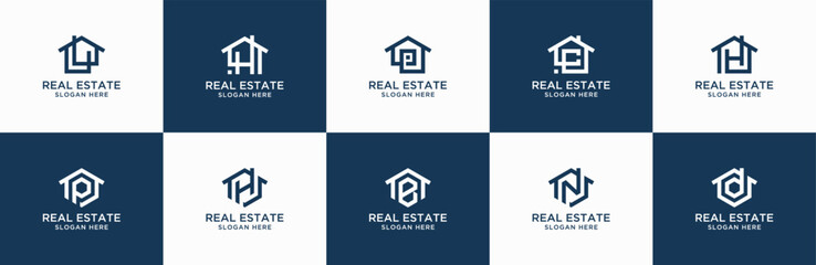 Set of collection creative real estate logo design templates