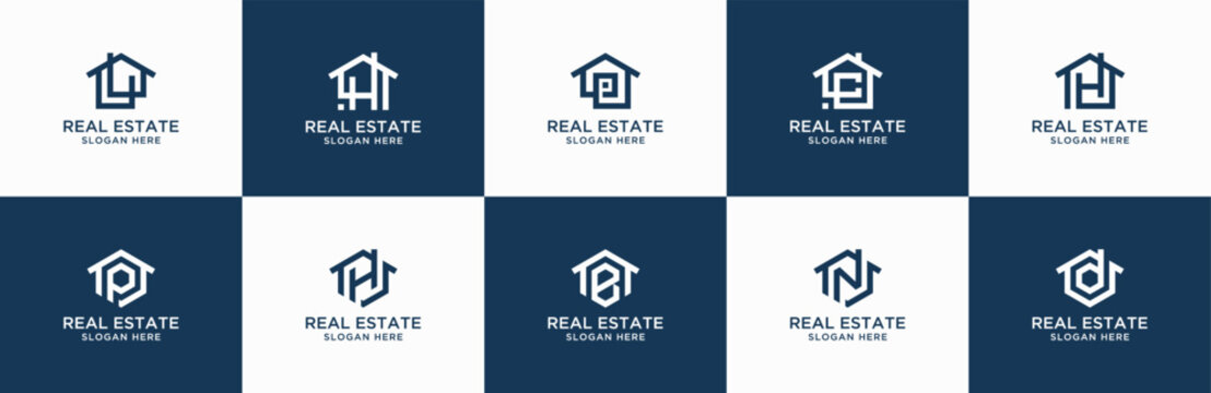 Set of collection creative real estate logo design templates