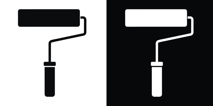 Paint brush icon vector, Paint roller silhouette vector
