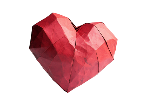 PNG file A detailed red origami heart expressing love and affection