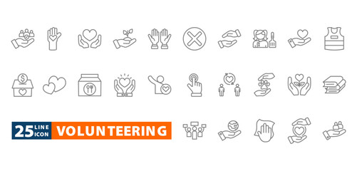 volunteering outline icon set