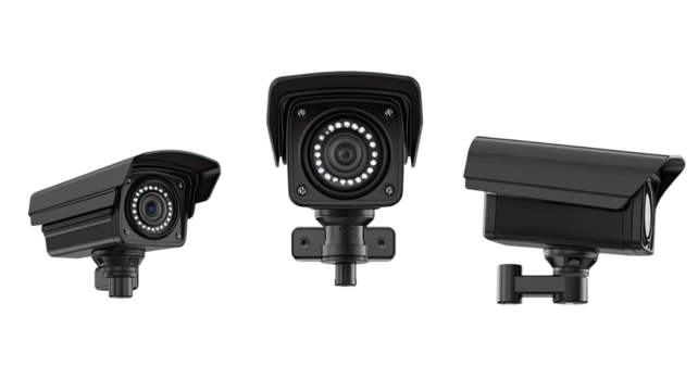 CCTV camera with modern security housing detailed surveillance lens protective monitoring device mounted equipment feature isolated on white background - Powered by Adobe