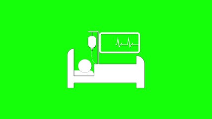 Applying saline IV and checking patient heart rate on hospital bed animation, medical care procedure, healthcare hospital scene, white background, realistic 3D animation - Powered by Adobe