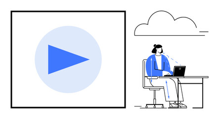 Video streaming concept. Video as a digital tool for learning and entertainment. Video enhances remote work productivity and content sharing. For education, online training, cloud services, remote