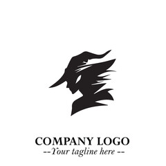 Mystical Black Witch Logo Symbol on White Background for Modern Magical Branding Design Effects
