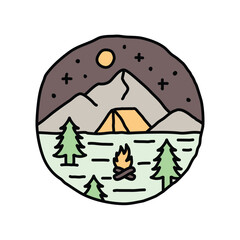 Camping and bonfire graphic illustration vector art t-shirt design