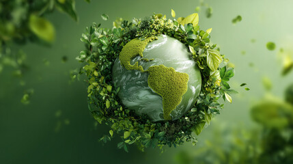 Earth Day Surrounded by Leaves: Eco-Themed Photorealistic Nature Banner Shot on Nikon Z9