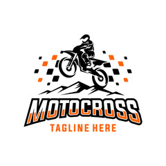 Motocross Extreme Sport Logo Badge with Mountain symbol vector