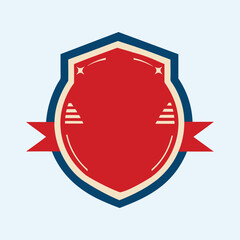 Vintage Shield Badge Emblem with Ribbon Banner Vector Design.