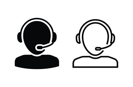 Customer Service Headset Icons - Support, Communication & Call Center