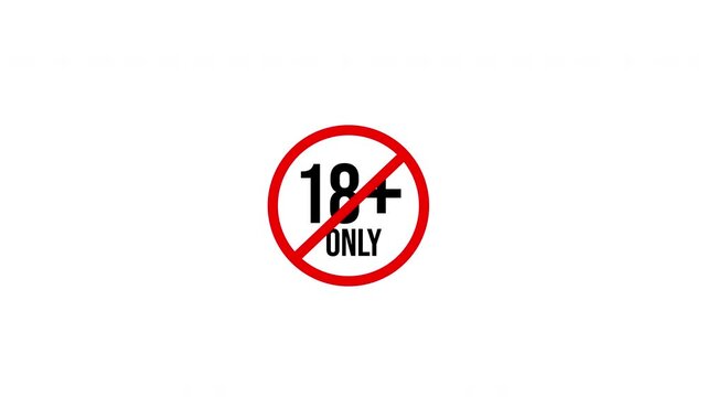 18 plus sign icon animation age restriction adult content mature restricted warning