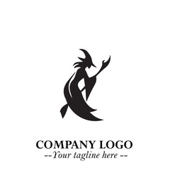 Mystical Black Witch Logo Symbol on White Background for Modern Magical Branding Design Effects