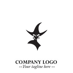 Mystical Black Witch Logo Symbol on White Background for Modern Magical Branding Design Effects