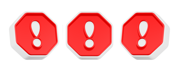 3d rendering icon white alert red button