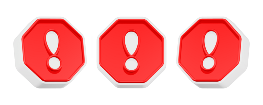 3d rendering icon white alert red button