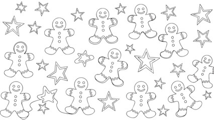 Obraz premium Gingerbread Man Outline with Three Buttons for Coloring Page Fun Holiday Activities