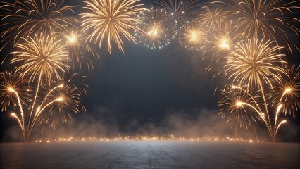 Fireworks Glow Border on Dark Background with blank text space