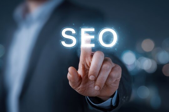 Understanding SEO strategies through digital interaction in a professional environment during nighttime