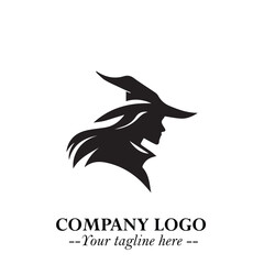 Mystical Black Witch Logo Symbol on White Background for Modern Magical Branding Design Effects