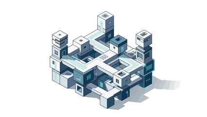 Isometric illustration of an impossible cube structure a geometric puzzle isolated on white background