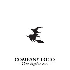 Mystical Black Witch Logo Symbol on White Background for Modern Magical Branding Design Effects