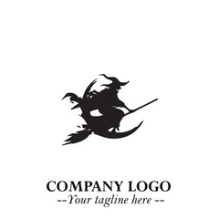 Mystical Black Witch Logo Symbol on White Background for Modern Magical Branding Design Effects