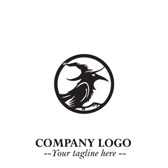 Mystical Black Witch Logo Symbol on White Background for Modern Magical Branding Design Effects