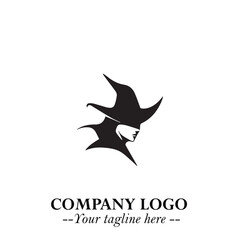 Mystical Black Witch Logo Symbol on White Background for Modern Magical Branding Design Effects