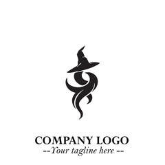 Mystical Black Witch Logo Symbol on White Background for Modern Magical Branding Design Effects