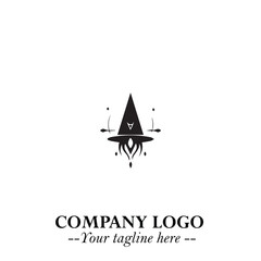 Mystical Black Witch Logo Symbol on White Background for Modern Magical Branding Design Effects