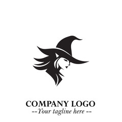Mystical Black Witch Logo Symbol on White Background for Modern Magical Branding Design Effects
