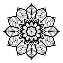 Symmetrical Floral Mandala Pattern A Delicate and Intricate Design Showcasing Balance and Harmony in a Circular Geometric Arrangement
