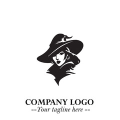 Mystical Black Witch Logo Symbol on White Background for Modern Magical Branding Design Effects