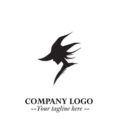 Mystical Black Witch Logo Symbol on White Background for Modern Magical Branding Design Effects