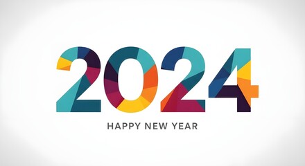 Colorful geometric 2024 happy new year festive design concept