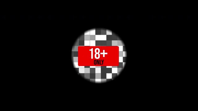 Censored 18 plus sign icon animation age restriction adult content mature