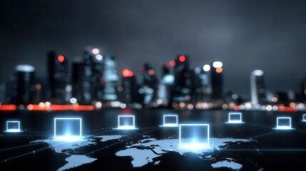 Computing software transforms satellite imagery into graphics, vision AI interprets anomalies, and firewall protects the database