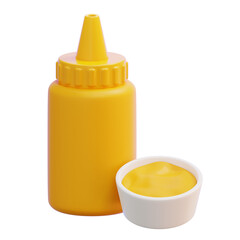 Yellow Mustard Bottle and Dish
