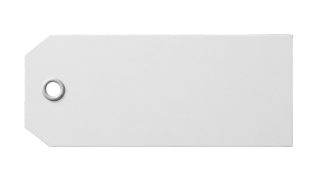 Isolated gift tag blank white paper label for retail and packaging design, clean product accessory isolated on white and transparent background, PNG commercial craft supply - Powered by Adobe
