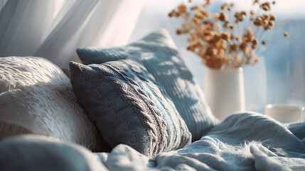 A simple relaxing minimalist bedroom with natural light, soft textiles, and clean surfaces for a calm, uncluttered space.