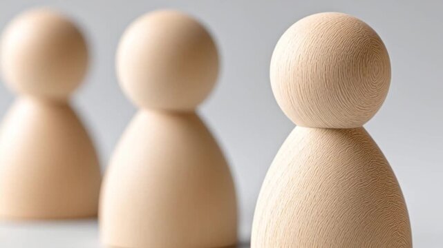 Wooden Figures Embracing Teamwork and Collaboration to Foster Unity in Workplace Culture Through Simple Yet Elegant Design and Artful Simplicity